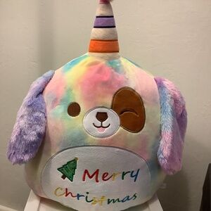 Soft Plush Pillow Merry Xmas / Dog / 19/20 inches / Stuffed Animal